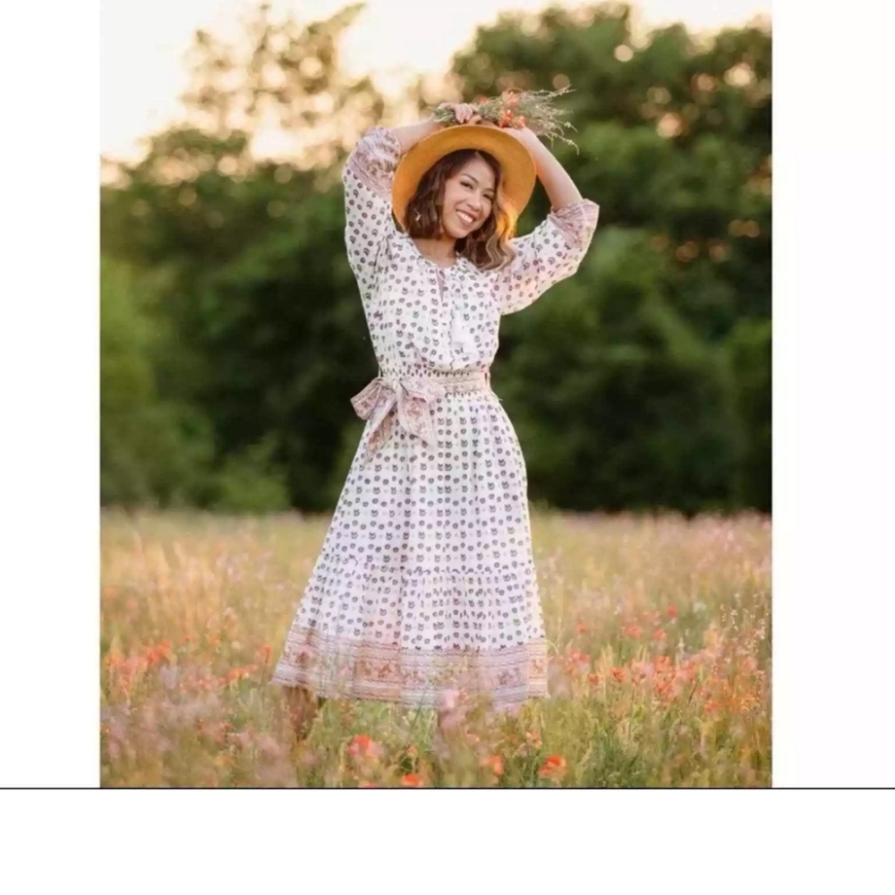 Cleobella White and Brown Midi Dress - Picture 9 of 15